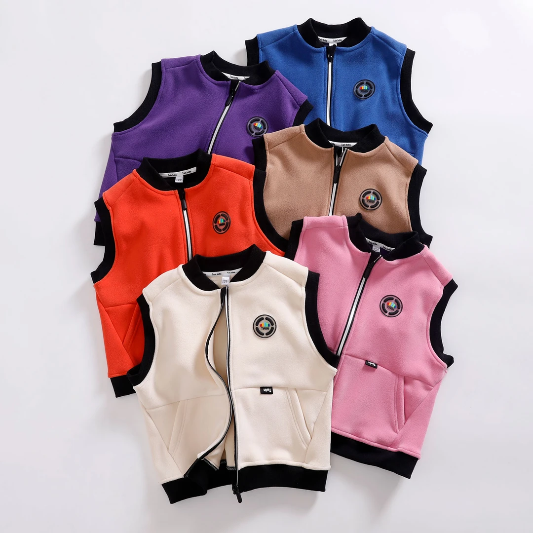 儿童马甲秋冬奥粒绒加厚设计男童女童时尚背心官方中大童外贸