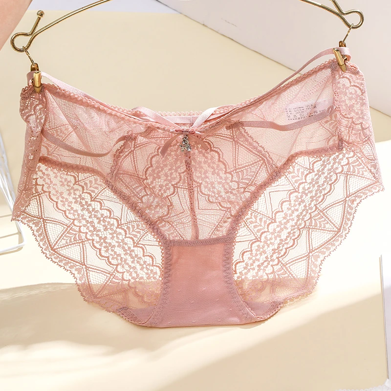 伊丝艾拉中低腰三角裤性感绑带蕾丝速干无痕透气内裤女210119