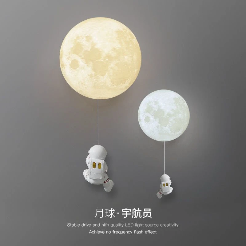 特价款太空人宇航员壁灯儿童房壁灯卧室背景网红床头卡通月球灯