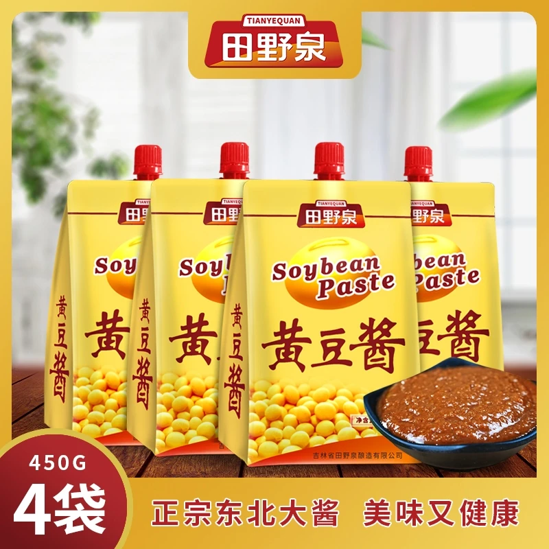 【大老东优选】田野泉黄豆酱450g*4袋东北特产农家特产大酱酱香浓郁