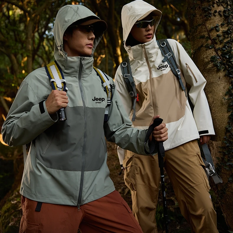 JEEP SPIRIT 三合一冲锋衣男女款可拆卸防风防水登山 山系冲锋衣