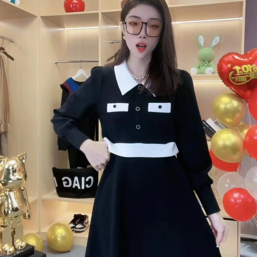 小娅&Ya【白领女孩】设计师高定小香风假两件拼接显瘦时尚连衣裙