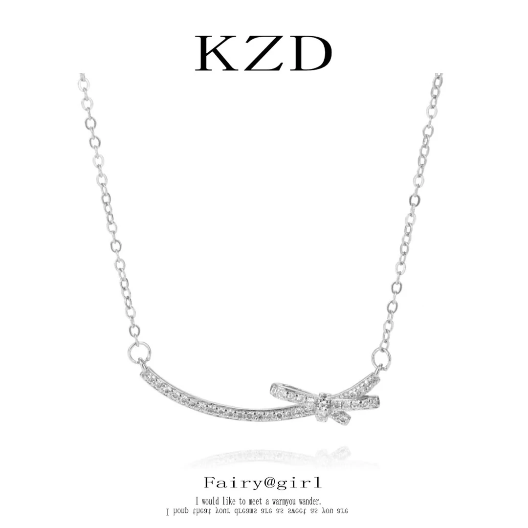 钛钢项链 高级感微笑蝴蝶结锁骨项链女轻奢小众设计送闺蜜礼物