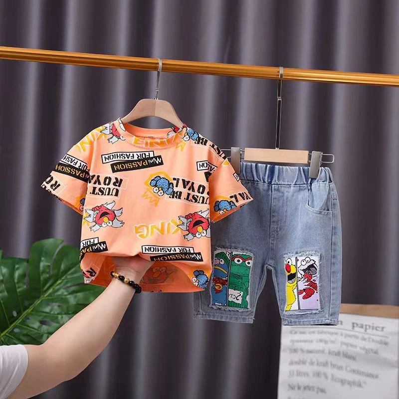 男童夏装套装2024新款洋气宝宝夏天衣服潮儿童夏季网红短袖两件套