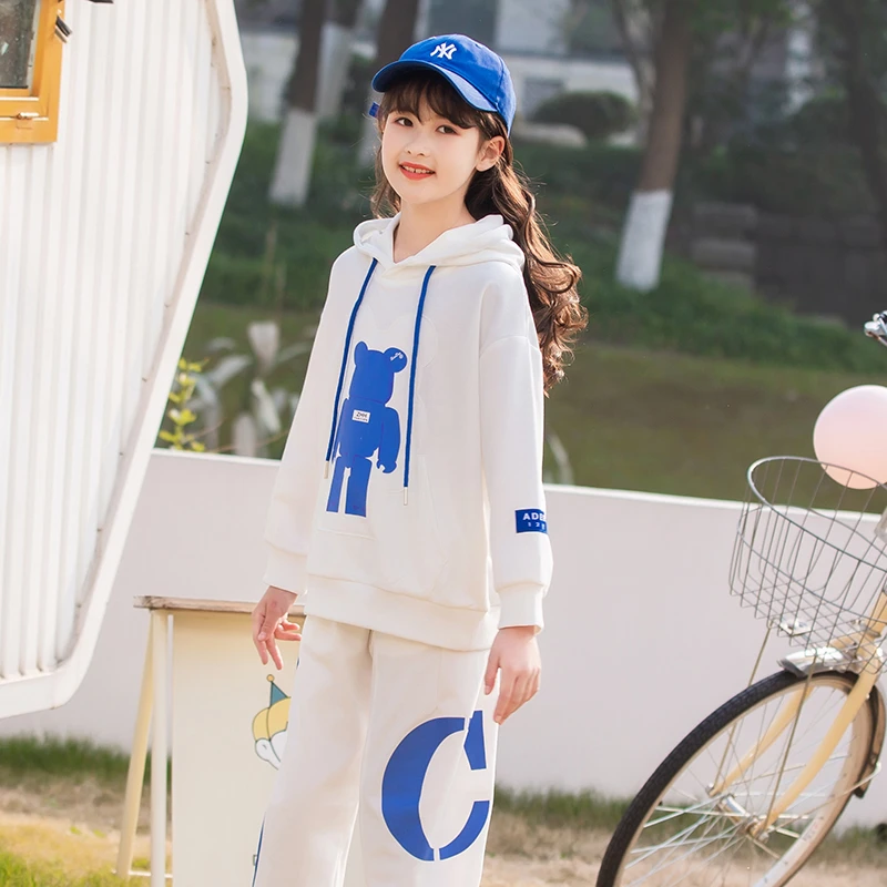 女童连帽卫衣春秋款2024新款洋气儿童韩版时髦秋装中大童长袖上衣