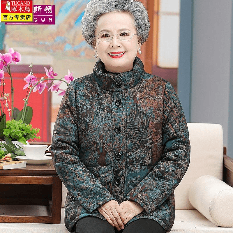 老年人冬装女奶奶棉袄加绒加厚老太太老人棉衣70岁80妈妈洋派棉服