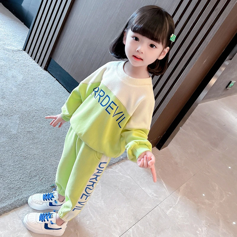 女童春季春秋季儿童2024新款韩版卫衣女孩宝宝秋款两件套小童秋装