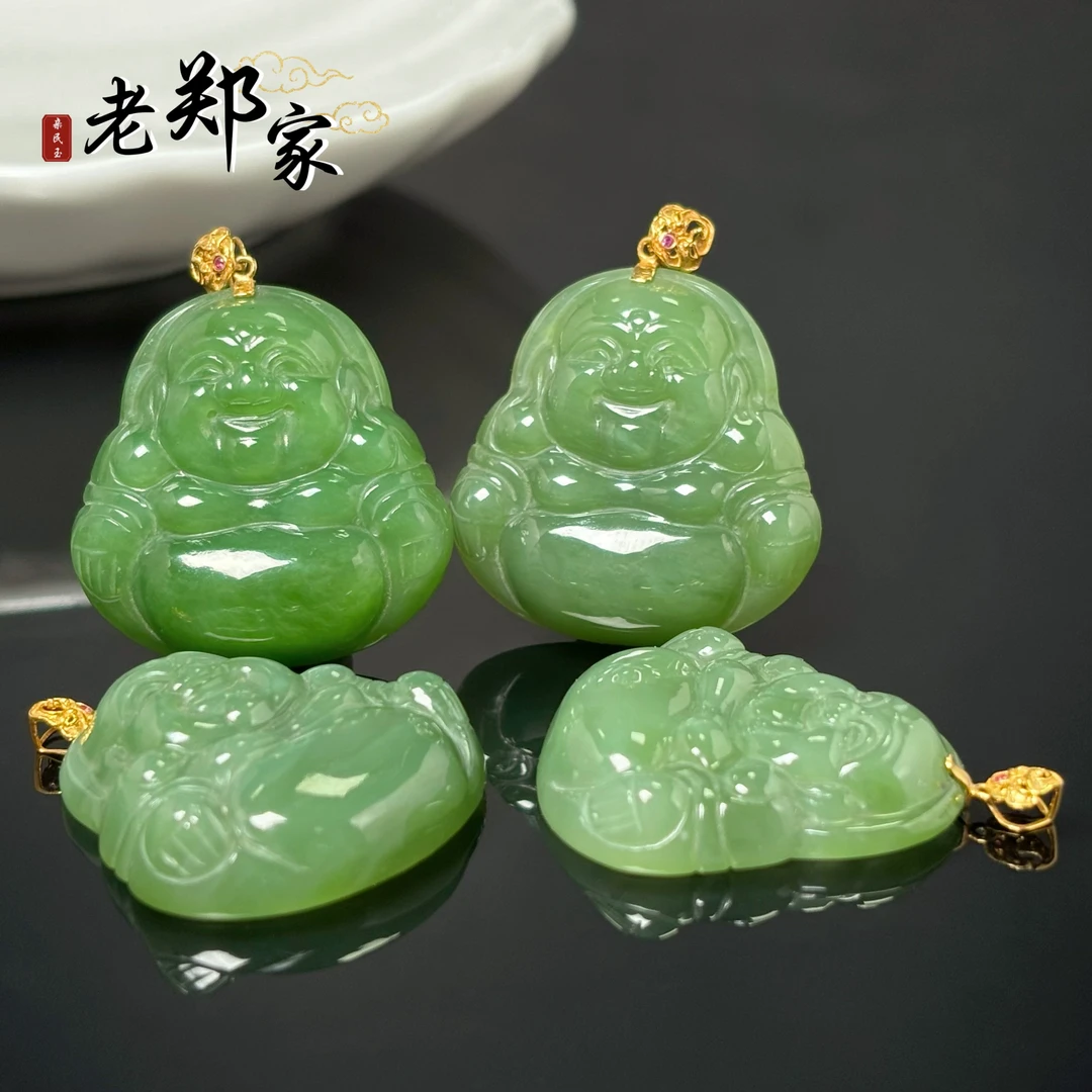 【老郑家】18k镶和田玉佛公挂件(多样性发1件不带链)1443