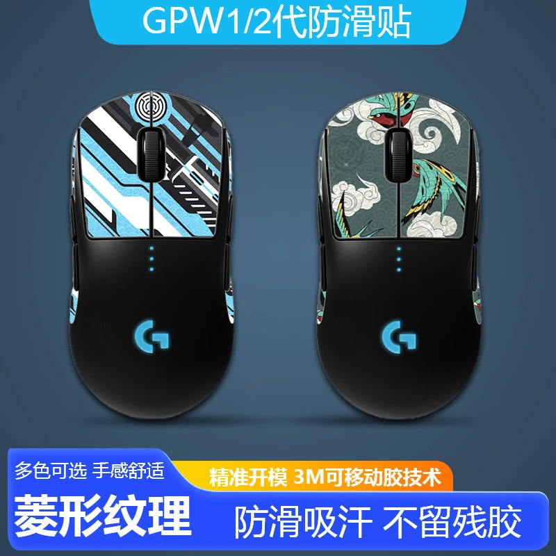 适用罗技无线鼠标gpw狗屁王一代二代祥云纹鼠标防滑贴gpro贴膜GPW