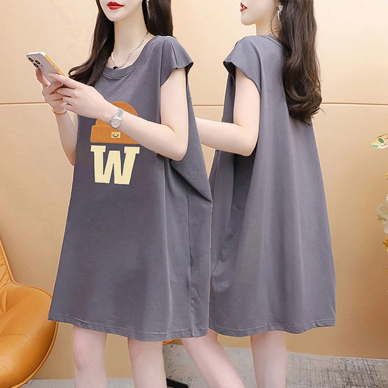 休闲百搭纯棉无袖T恤女夏季2024新款韩版胖mm大码显瘦百搭上衣服