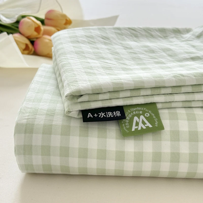 ins小清新2024新款床单单件非全棉纯棉学生宿舍单人被单枕套机洗3