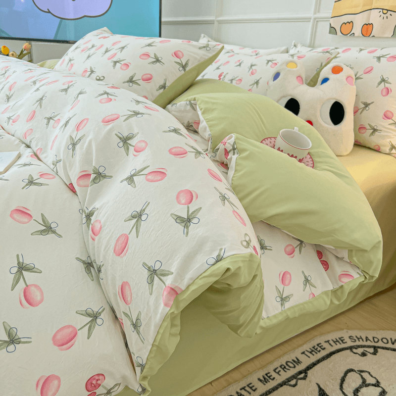 双层纱四件套网红款2024新款磨毛床单被套床笠款床上用品三件套