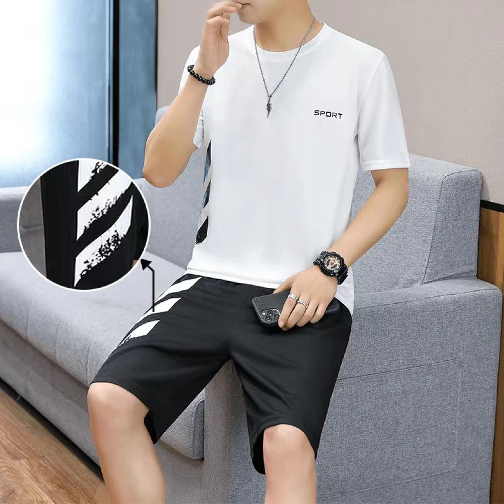 PAULSOUPWILLY/保罗汤威羊夏天时尚破裂印花情侣套装K18