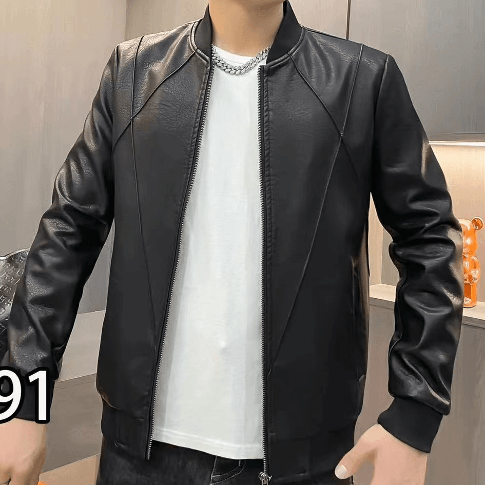 9991加绒新款男士休闲修身轻奢定制外套皮夹克外套