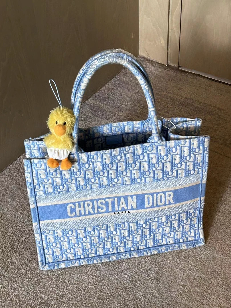95新  黑黑中古/Dior 蓝色老花book托特中号包  7907167