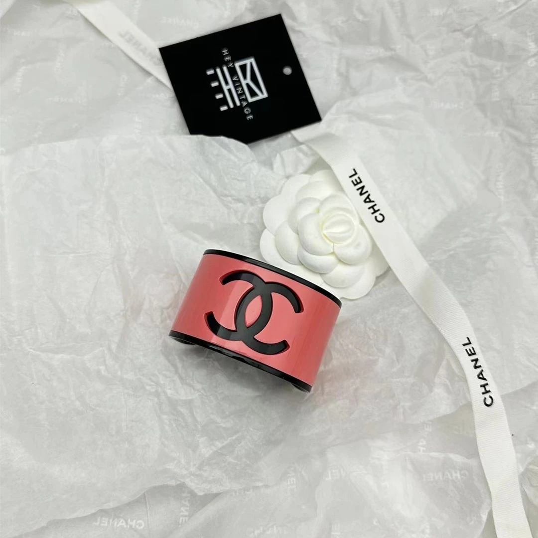 99新  黑黑中古/ chanel 珐琅 粉色 手镯 5375189