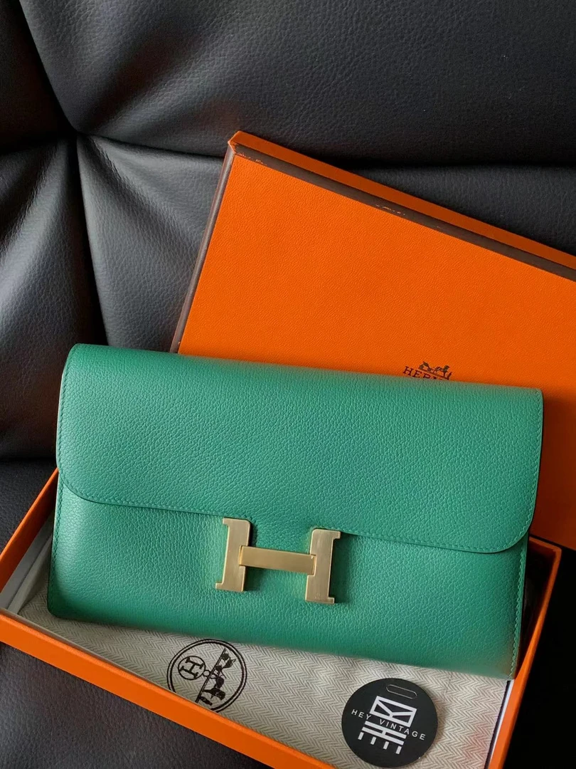 95新  Hermes 爱马仕 绿色康康钱包  20.5cm 5254943