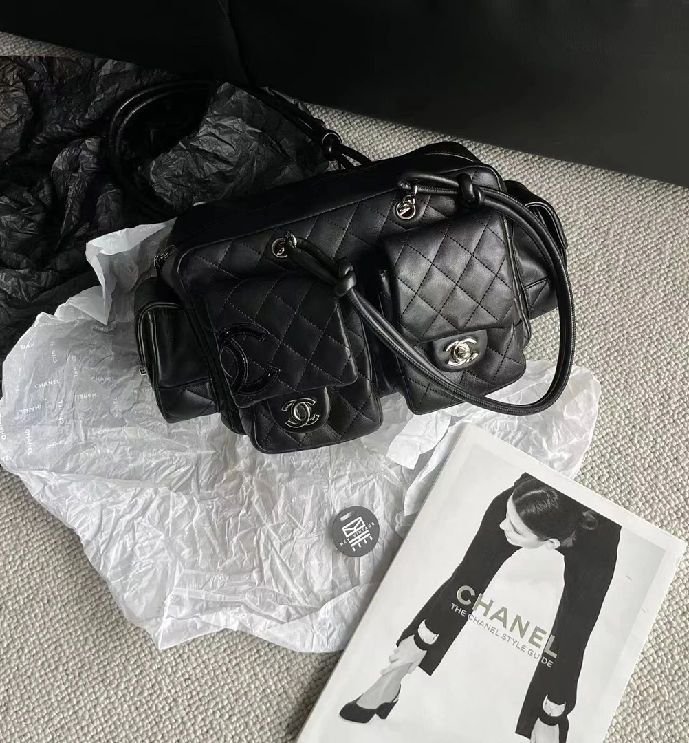 95新 Chanel/香奈儿 Chanel黑银康鹏机车小号  28cm 8997592