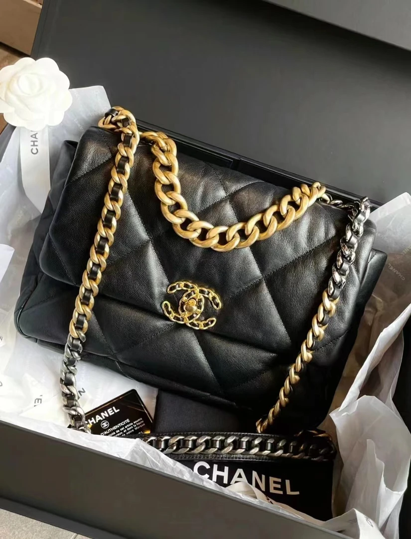 95新 Chanel/香奈儿 黑金19bag中号包 30cm 8394707
