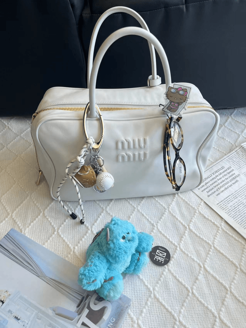 95新 MIU MIU/缪缪 白金保龄球公文包 33cm 9108103