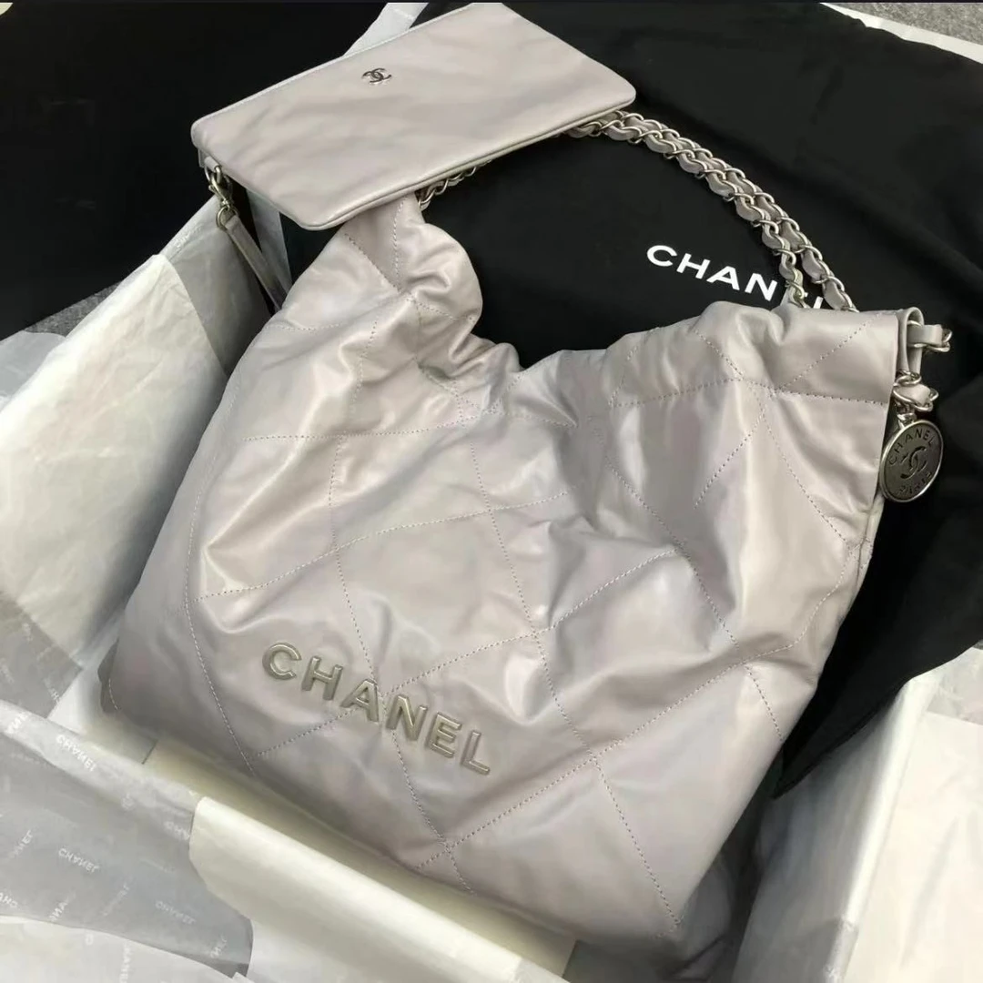 99新 Chanel/香奈儿 Chanel 珍珠灰22bag34cm芯片款 8966286