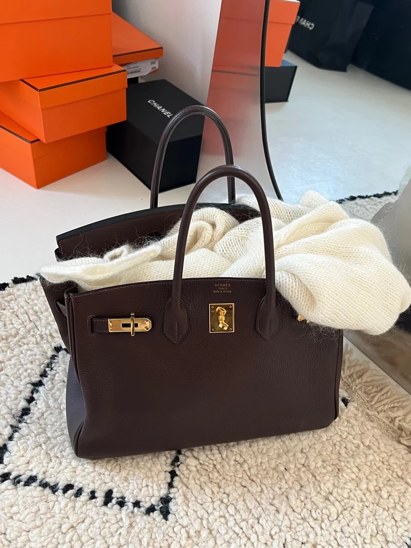 95新 Hermes/爱马仕 birkin35 乌木色金扣包 6775061