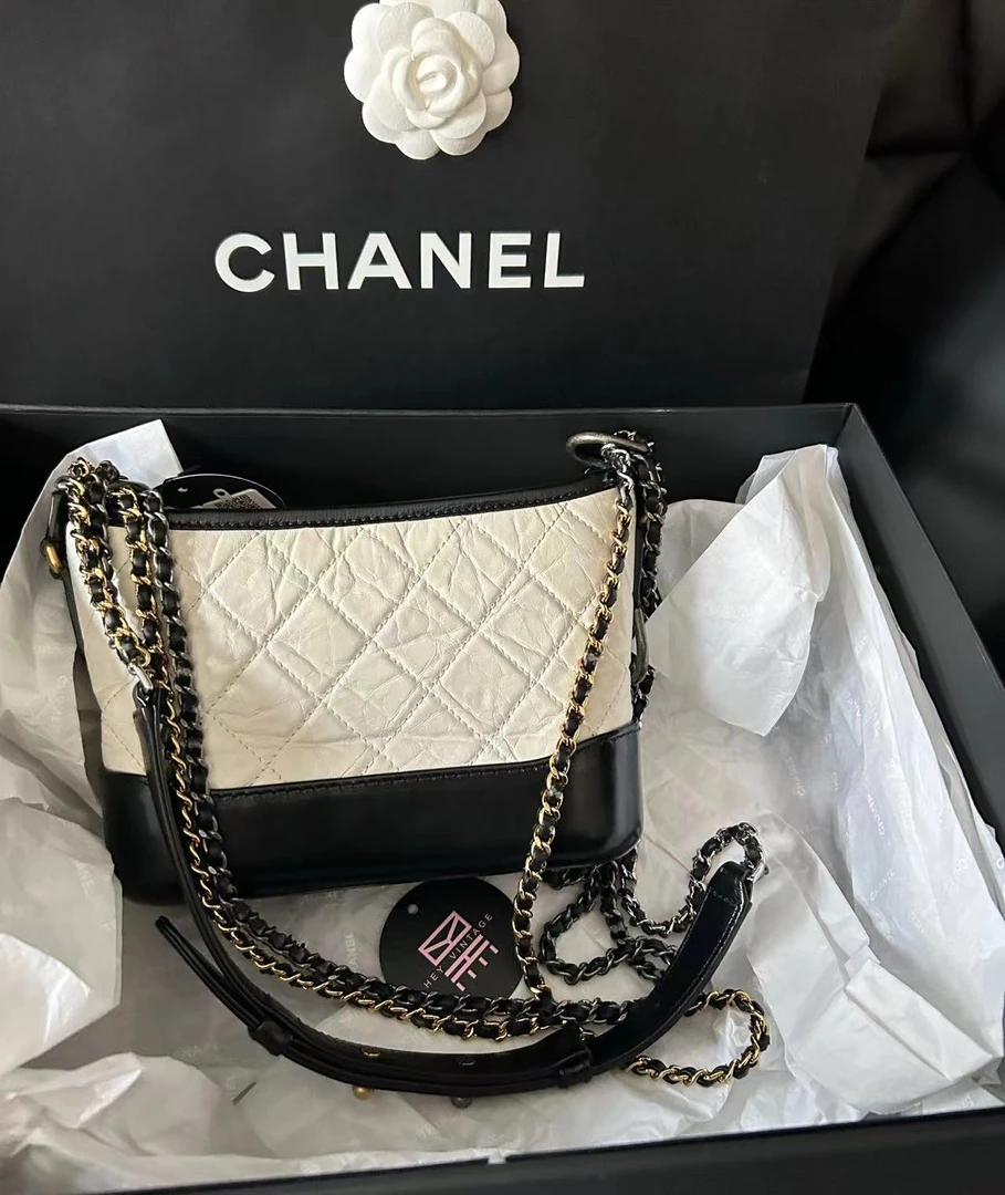 95新 Chanel/香奈儿 黑白小号流浪包 25开 20cm 11245460