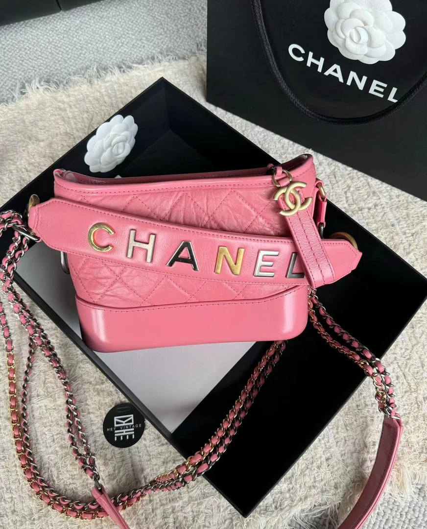 99新 Chanel/香奈儿 粉色手柄流浪包 小号 20cm 9280327