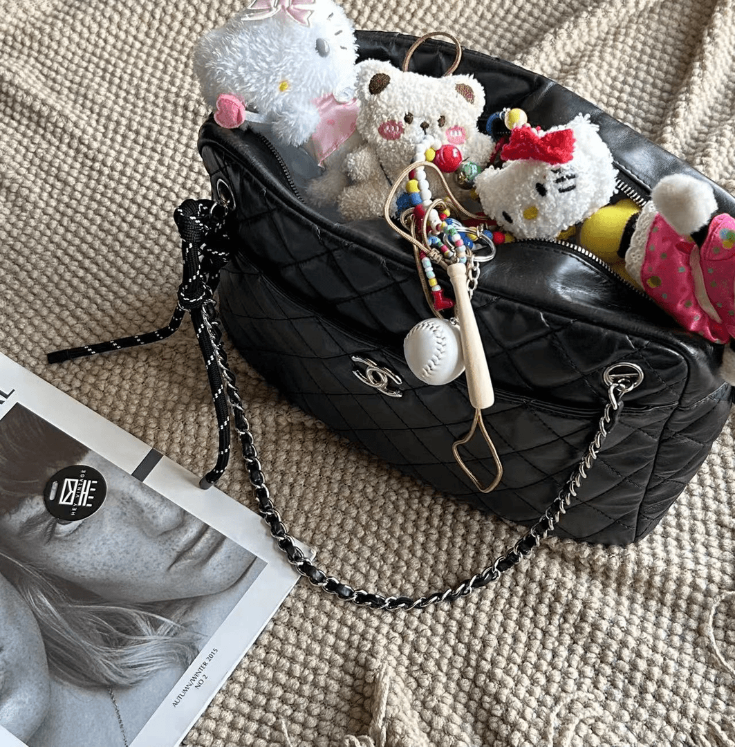 95新 Chanel/香奈儿 黑黑中古/黑银保龄球托特包 34cm 8457567