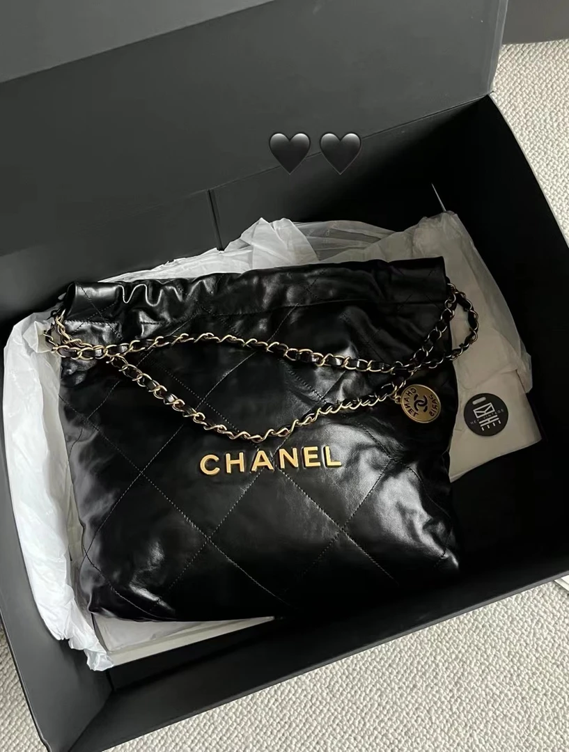 99新 Chanel/香奈儿  黑金22bag包 小号  芯片款 8998952 补差价