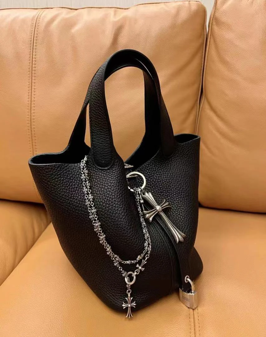 95新 Hermes/爱马仕 展会外场  黑银菜篮子18包