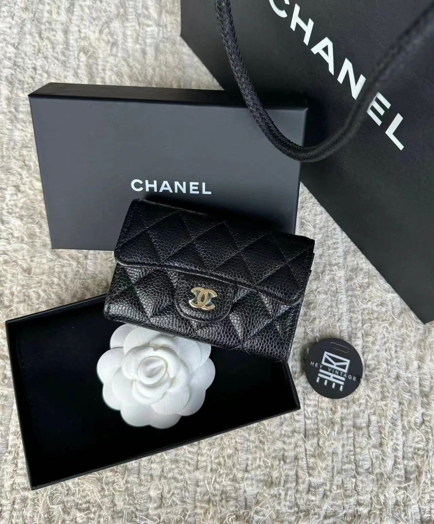 全新未使用 Chanel/香奈儿 全新黑金鱼子酱 卡包 芯片 9269958