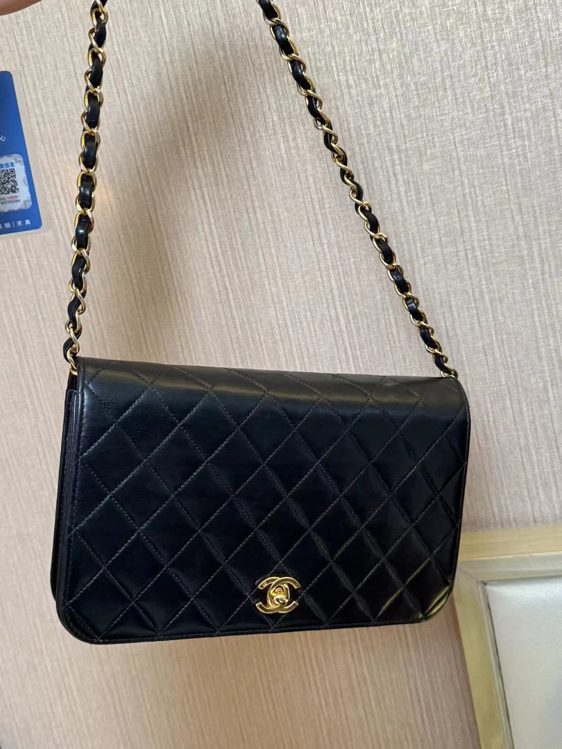 95新  黑黑中古/CHANEL 中古高稀黑金书包扣woc包 22cm 7731423