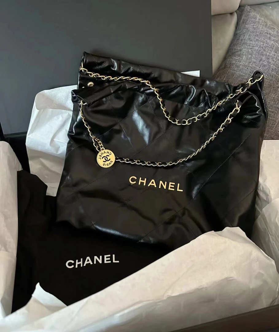 99新 Chanel/香奈儿 23年芯片款 黑金22bag购物袋包 中号 8904014