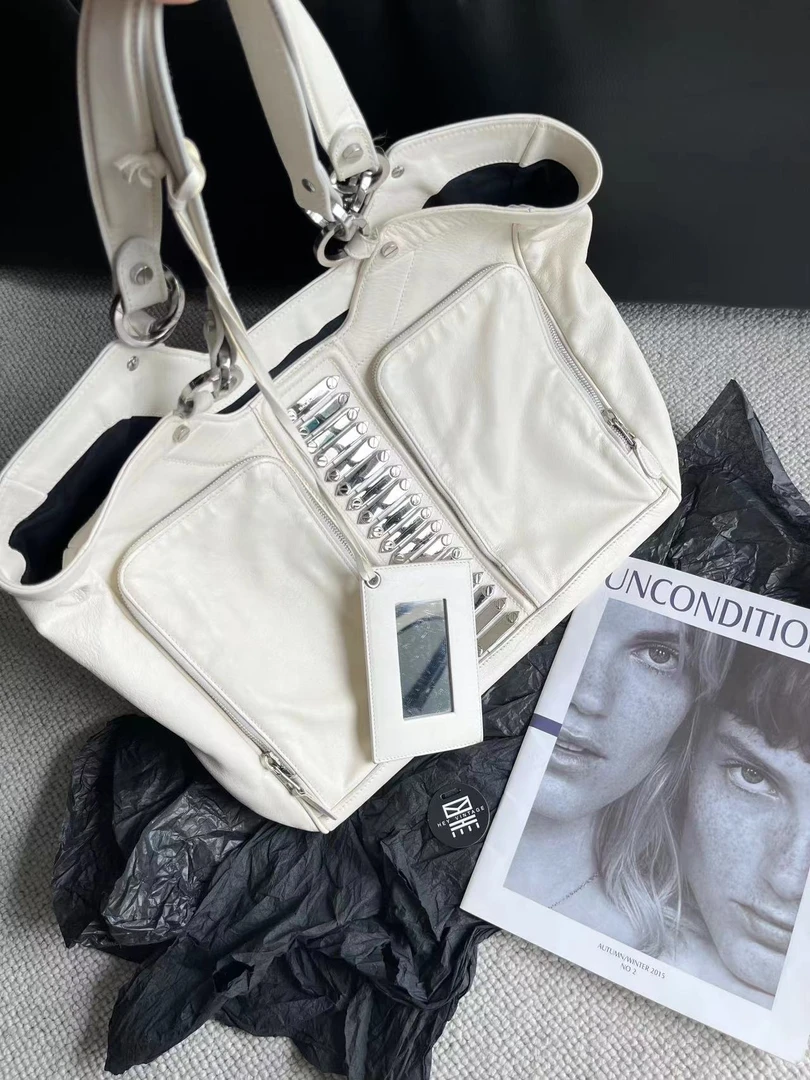 95新 Balenciaga/巴黎世家 白色机车托特包 35cm 8632681