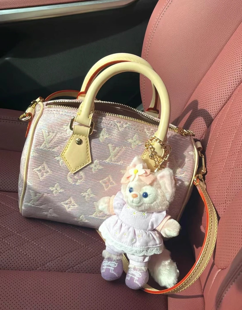 99新  黑黑中古/Lv 人鱼姬粉色speedy20包 7760278