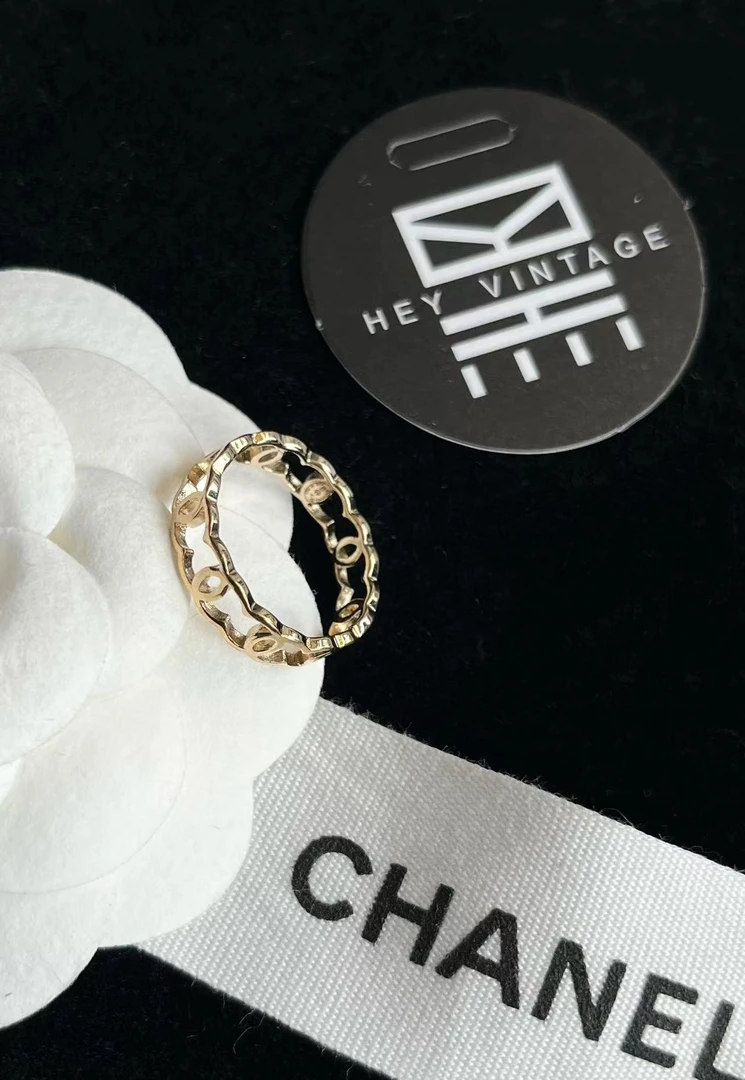 95新  黑黑中古/Chanel cc镂空戒指 8186264
