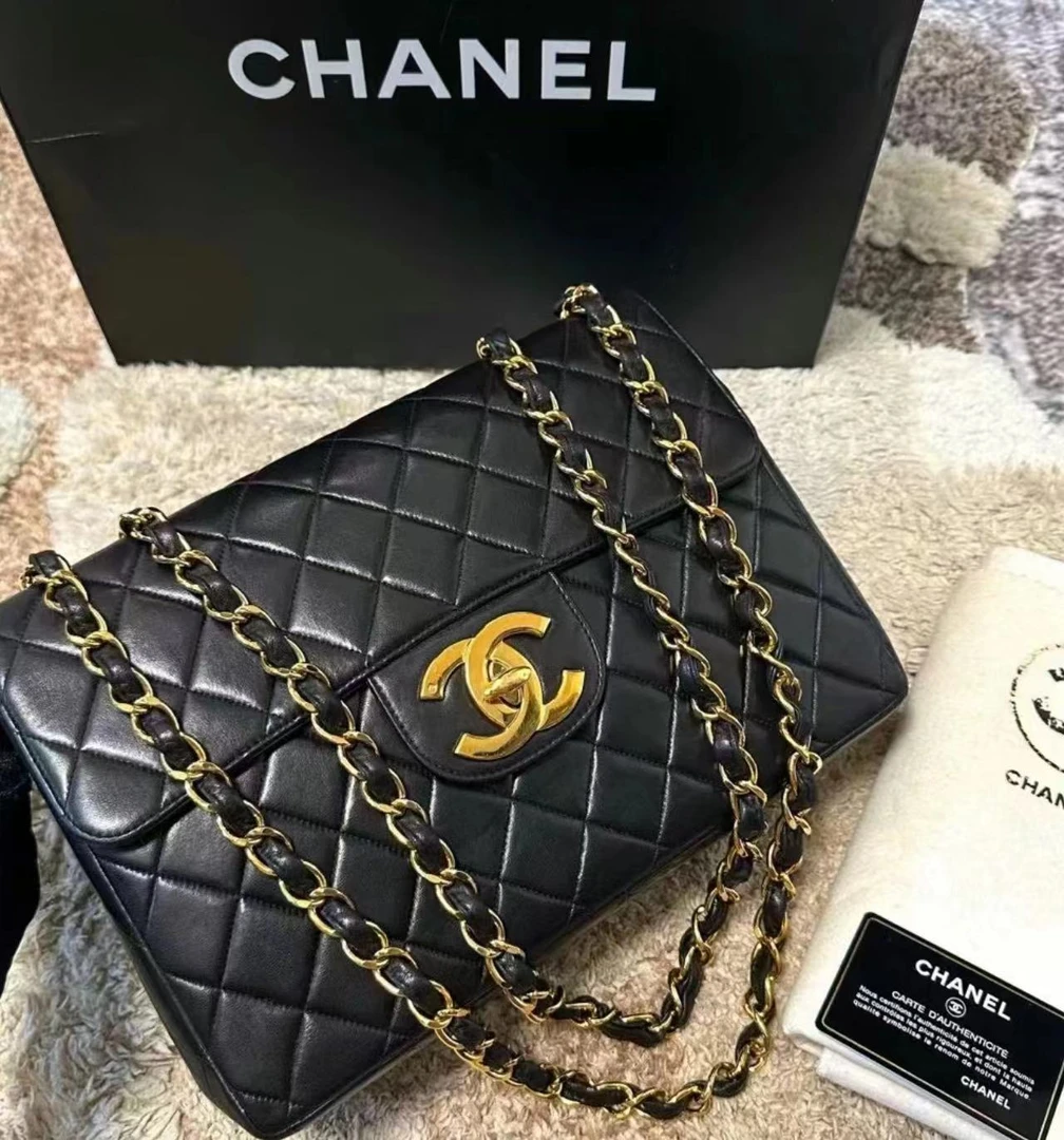 95新  黑黑中古/chanel 黑金30贝嫂包 5717732