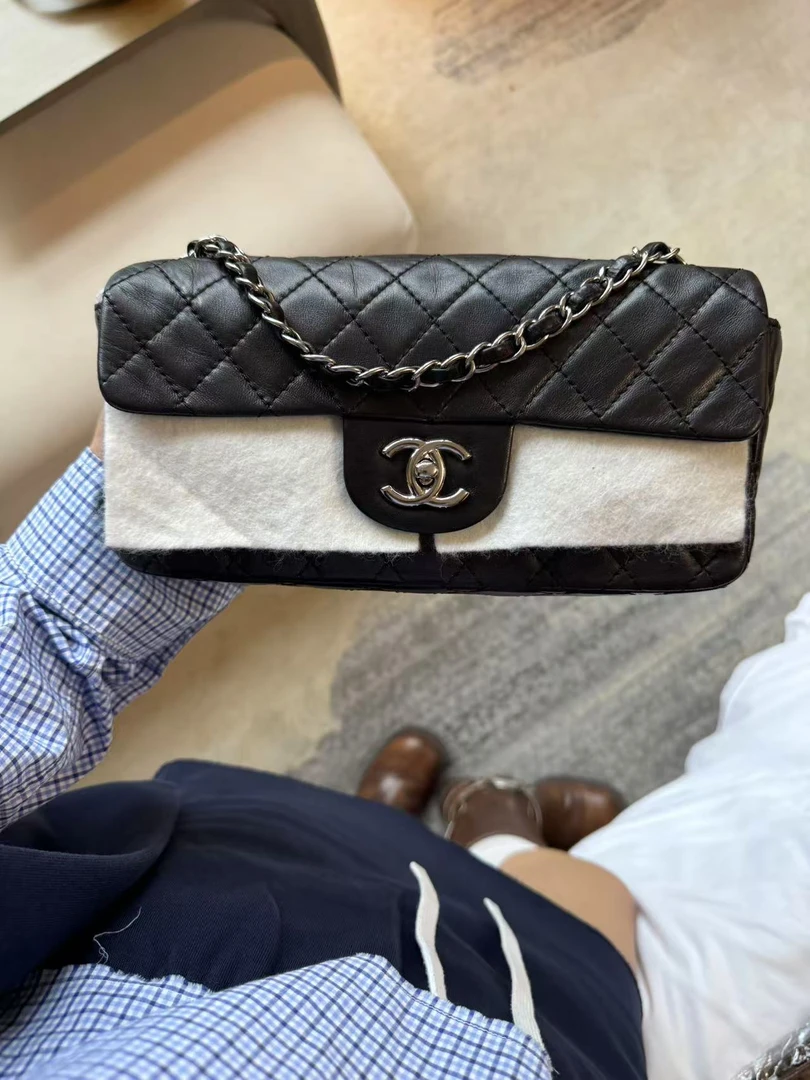 95新 Chanel/香奈儿 黑银法棍cf包 25cm 10523942