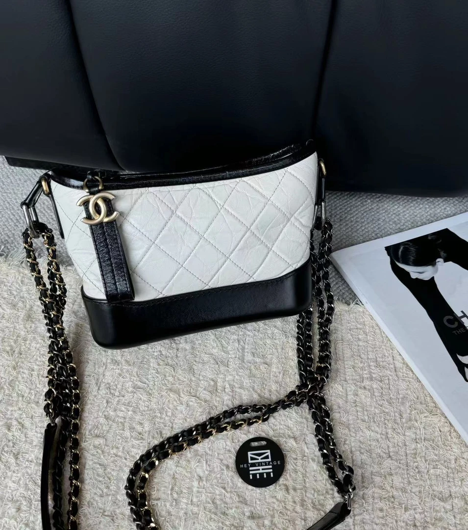 95新 Chanel/香奈儿 黑白流浪包 小号 19cm 9249478