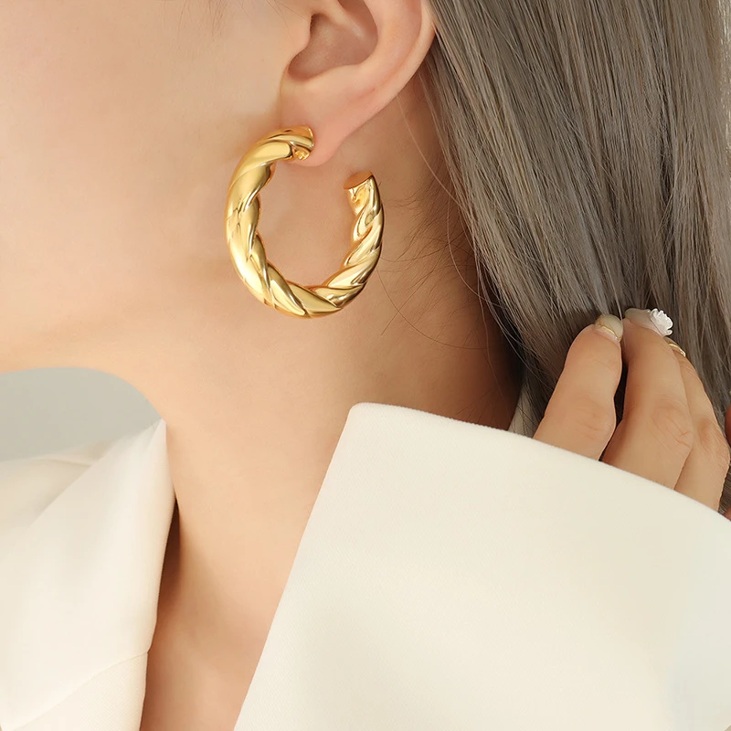 钛钢耳饰 【高定】高级冷淡风金属耳环【反转巴黎】耳圈圈 F433