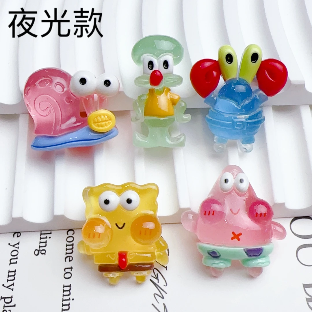 【夜光绵绵宝宝系列】卡通树脂派大星发夹手工diy饰品配件创意摆件