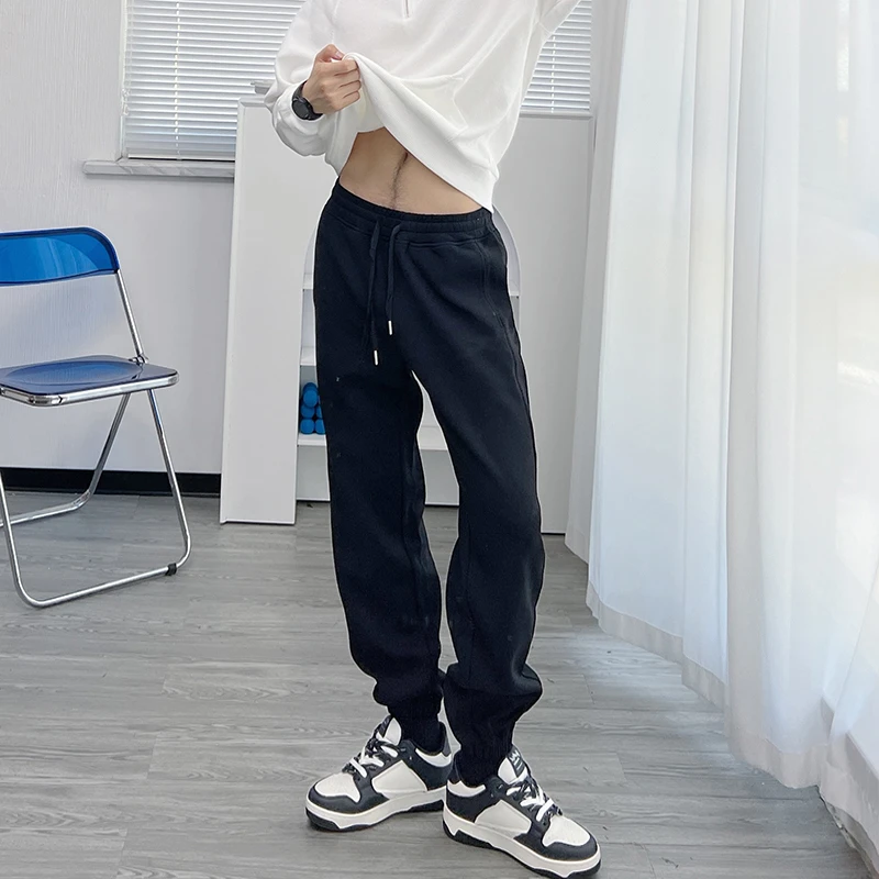 渣渣鹿 ins运动裤男秋冬季加绒加厚百搭束脚裤直筒休闲裤潮牌卫裤