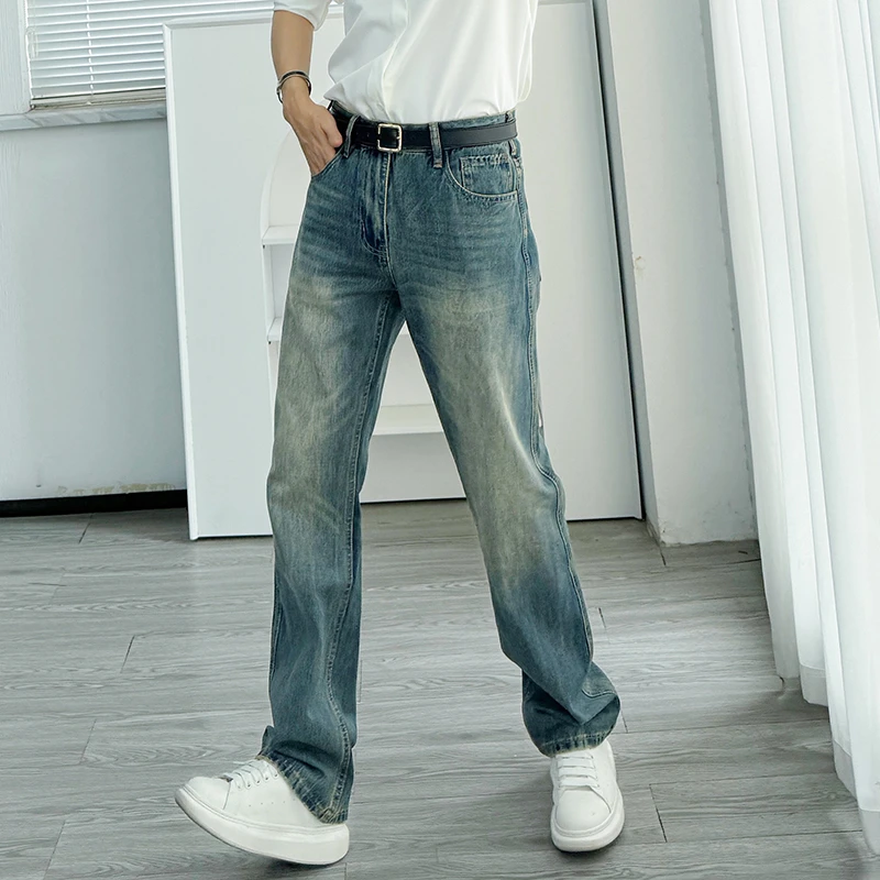 渣渣鹿新款美式复古牛仔裤男直筒百搭宽松高街休闲窄版裤子长裤男