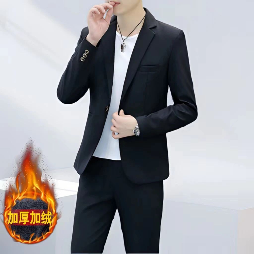纯色休闲西服套装男士韩版修身外套伴郎新郎结婚商务职业小西装男