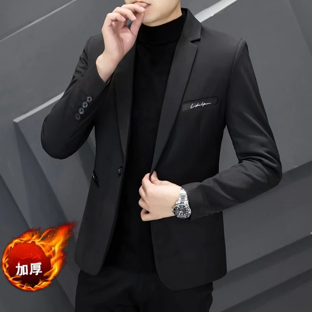 加棉款加厚休闲商务西装修身外套24秋冬男士保暖短款正装西服上衣