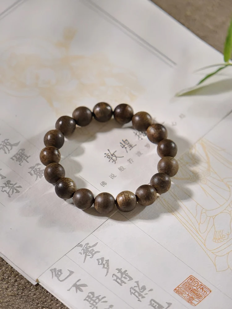 增香沉香木正宗海南沉香手串黑油格1.2单圈男女款情侣手串送香灌