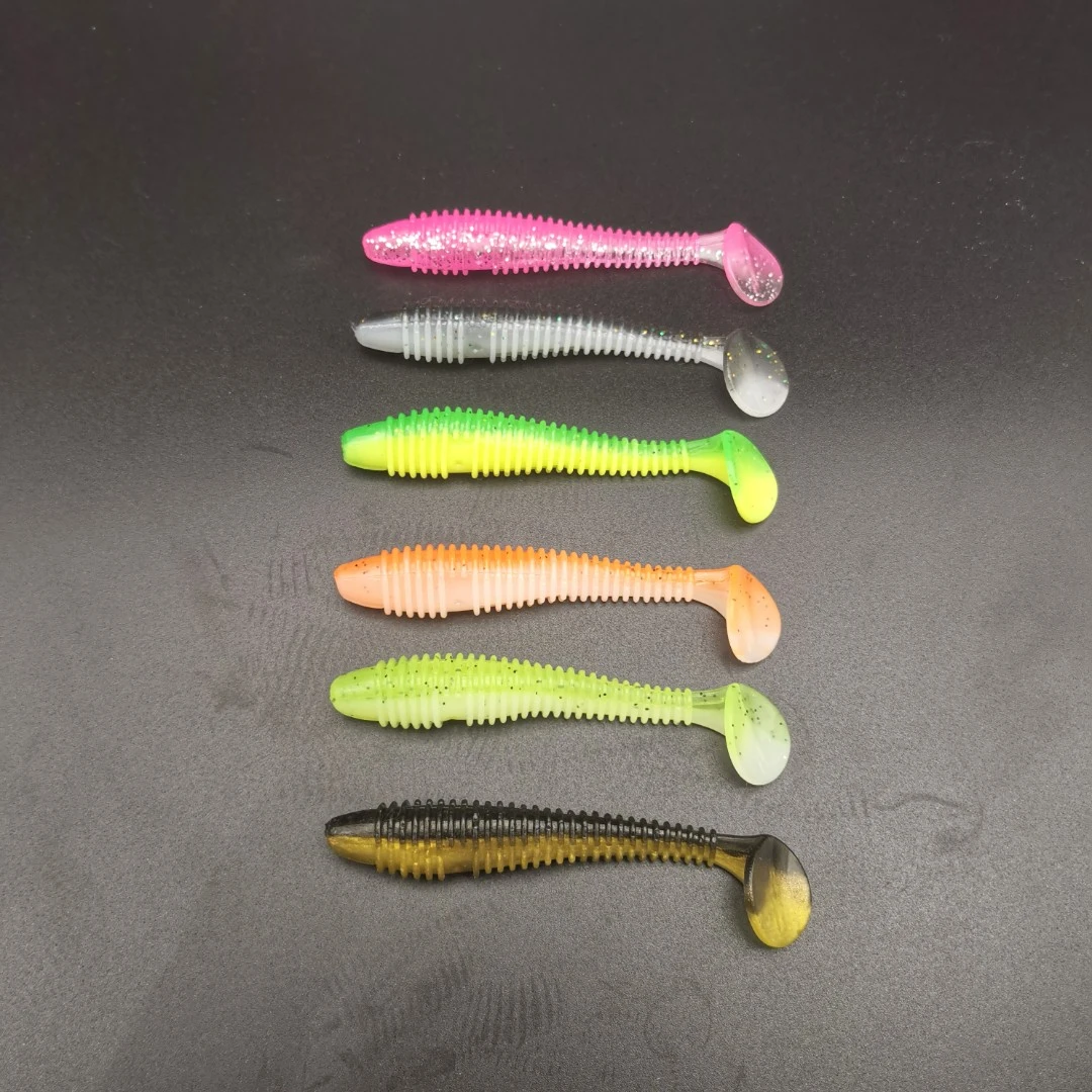 螺纹T尾路亚软饵倒钓根钓铅头钩加腥 鳜鱼鲈鱼 3盒包邮 拍5发6