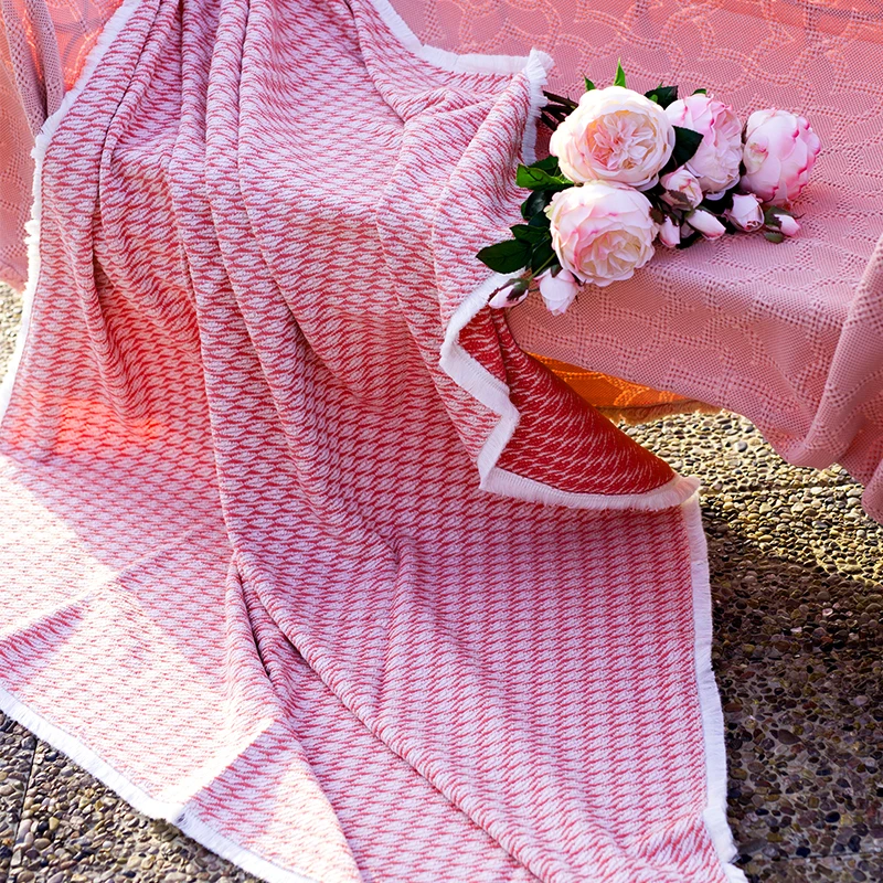 SIUTEEN葡萄牙纯进口 170113休闲毯 珊瑚红 棉毯 沙发毯130*170cm
