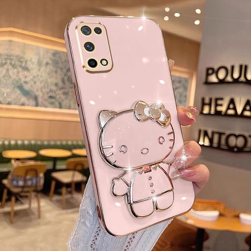 OPPOK7X手机壳猫咪补妆镜支架PERM00全包防摔硅胶保护套超薄软壳T